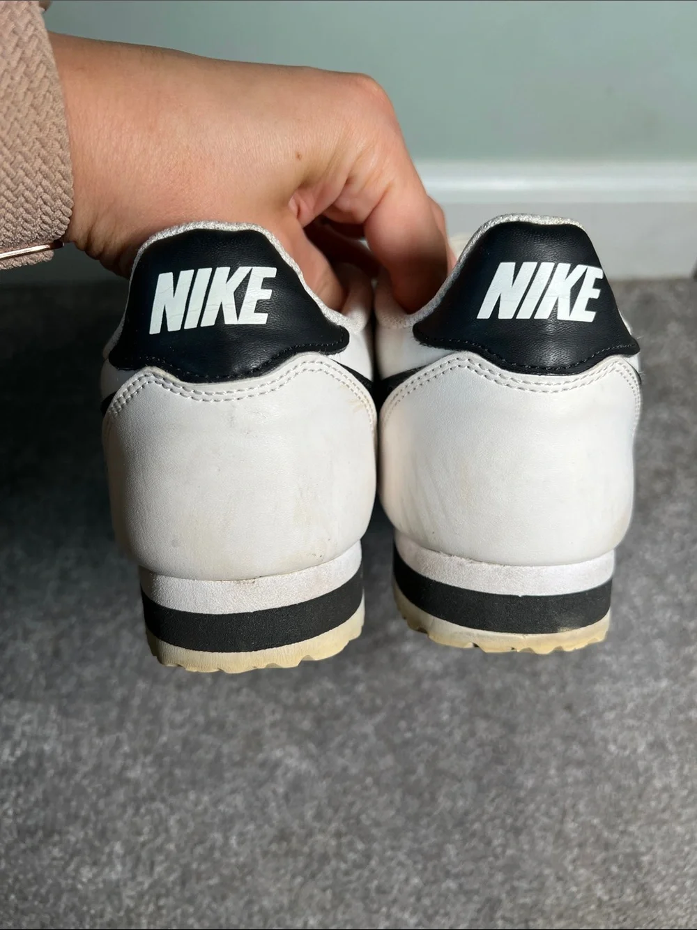 Nike Cortez Sneakers Shoes White with Black  Swoosh size women’s 10